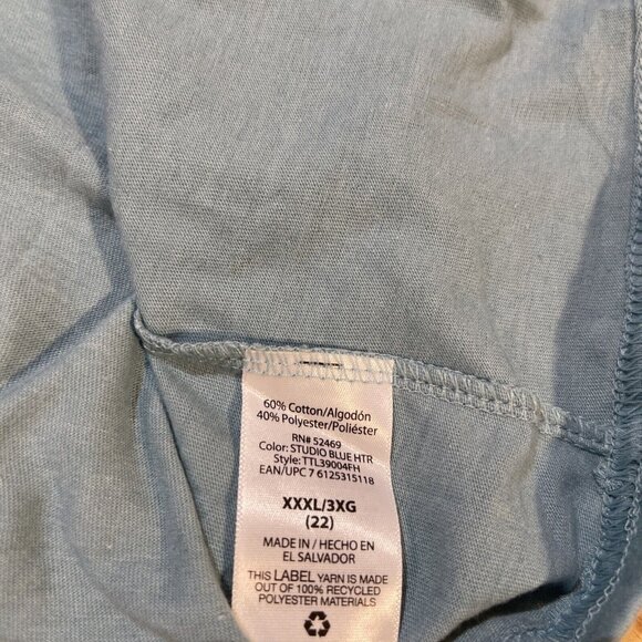 Time & Tru XXXL/3XG Light Blue Long Sleeve Crew Neck Tee Shirt - Picture 7 of 8